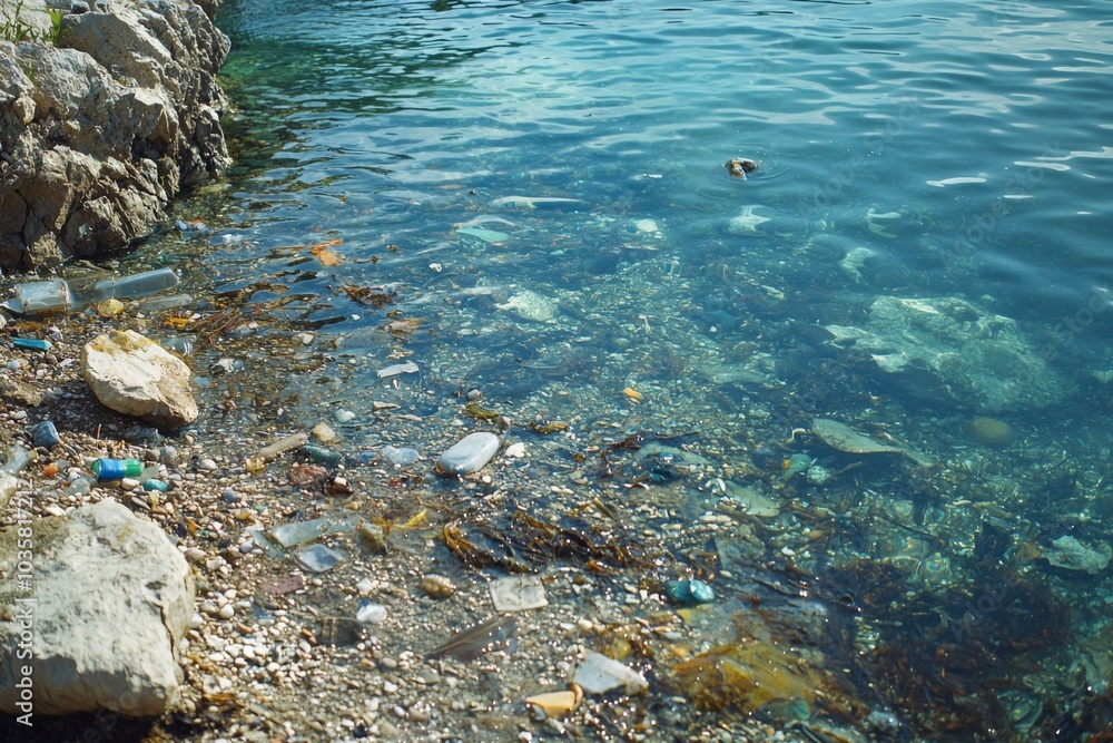 Obraz premium Water pollution in the river environment 