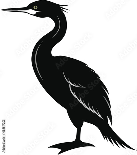 cormorant silhouette vector illustration.