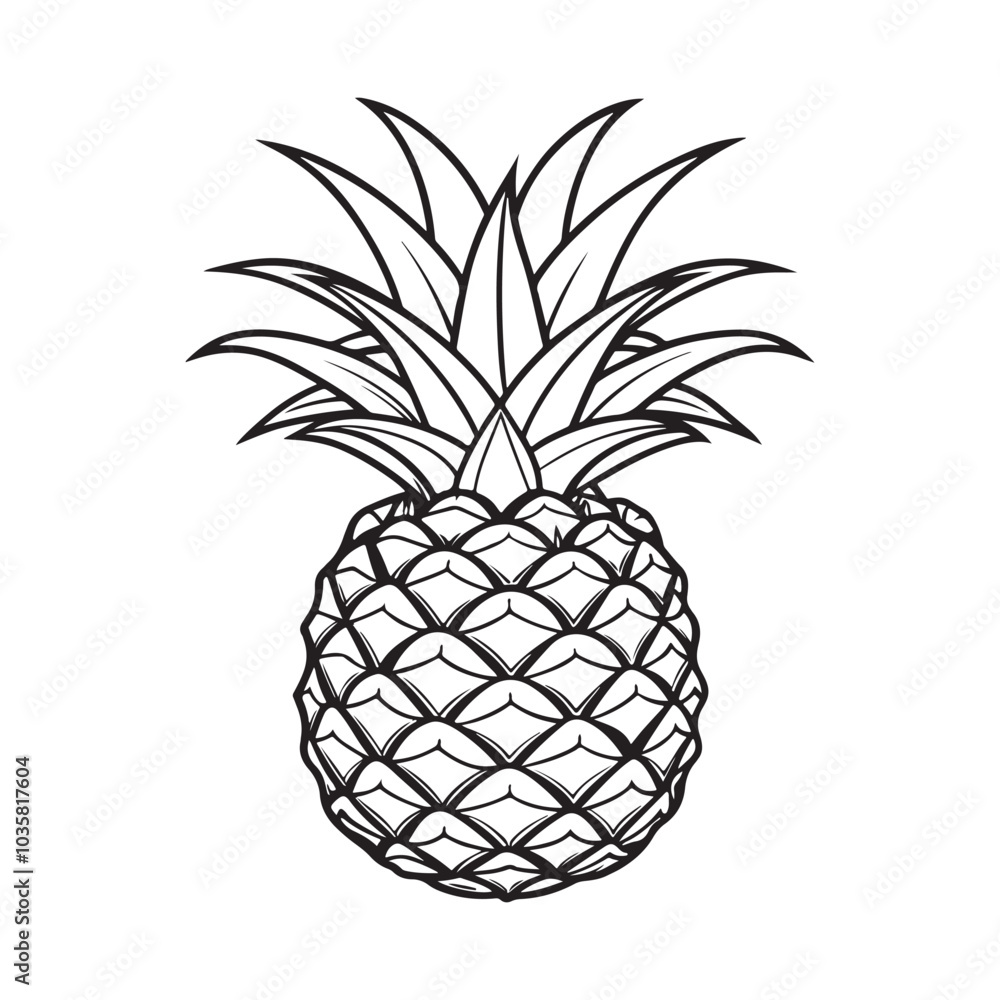 Obraz premium Vector silhouette image of a Pineapple on a white background