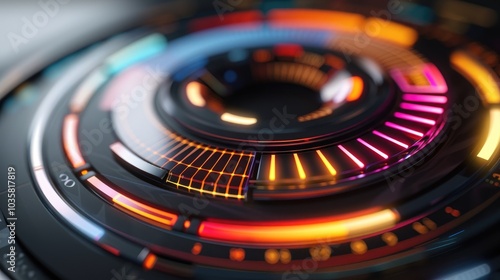 Futuristic Interface with Vibrant Circular Design