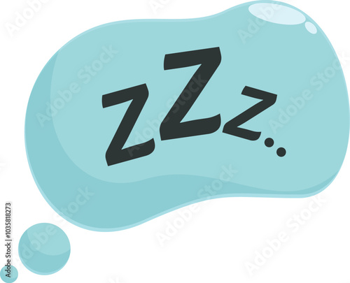 Blue thought bubble is showing zzz text indicating sleep