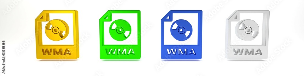 Colorful WMA file document. Download wma button icon isolated on white background. WMA file symbol. Wma music format sign. Minimalism concept. 3D render illustration Colorful WMA file document. Download wma button icon isolated on white background. WMA file symbol. Wma music format sign. Minimalism concept. 3D render illustration