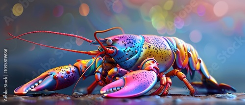 Vibrant and colorful lobster on a shimmering background a stunning representation of marine life's beauty and diversity photo