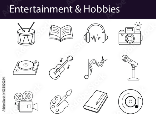 Entertainment and Hobbies Icon Set Design