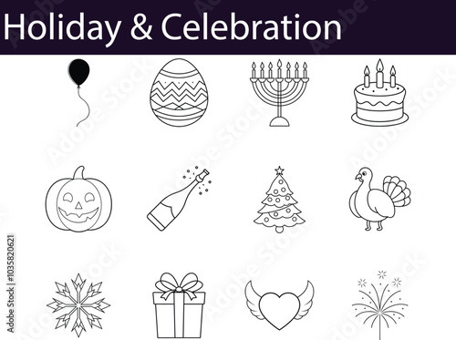 Holiday Celebration Icons: Festive Symbols & Events