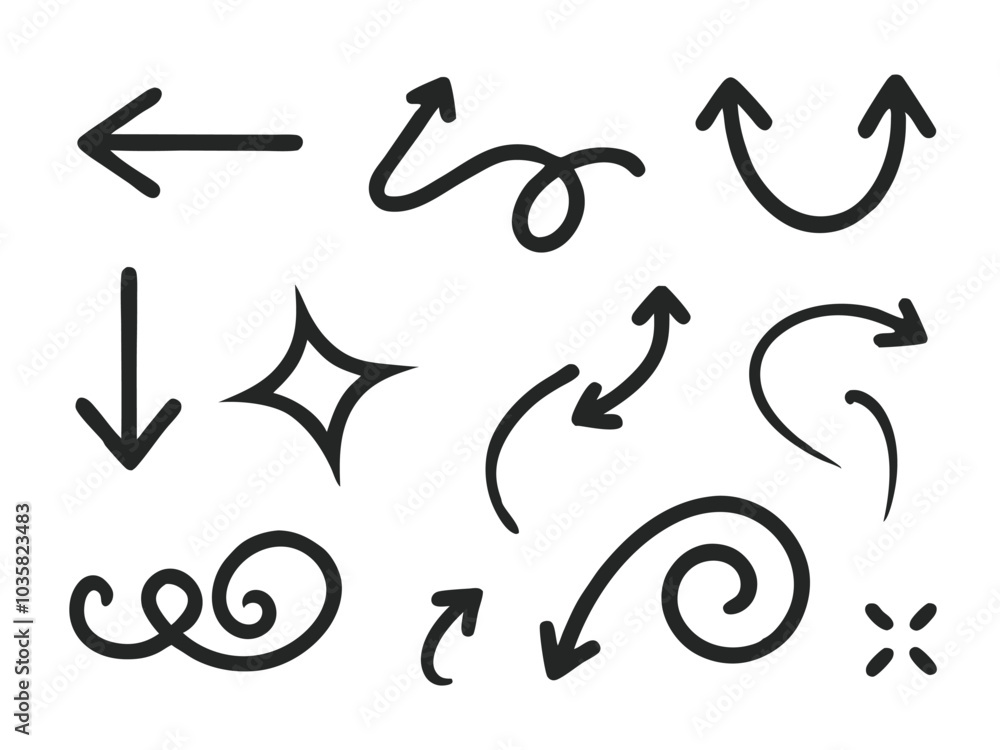 Hand-Drawn Vector Arrows Set for Creative Infographics and Presentations. Hand-Drawn Vector Arrows Set for Creative Infographics and Presentations.