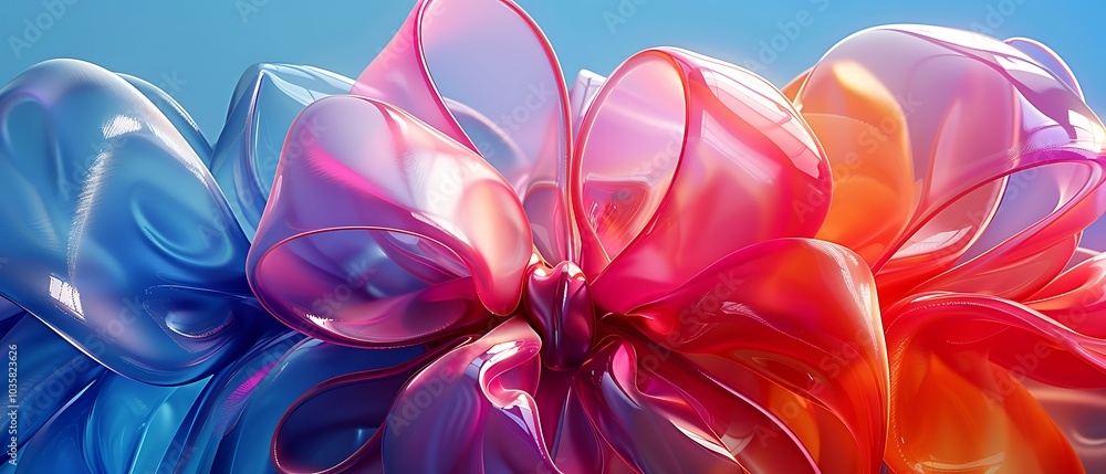 Vibrant and glossy colorful ribbons intertwined in a gorgeous display of light and reflection for artistic creations Vibrant and glossy colorful ribbons intertwined in a gorgeous display of light and reflection for artistic creations
