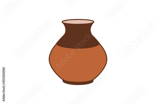 Clay water pot icon– Indian traditional matka and ghada vector illustration ideal for cultural art and home decoration
