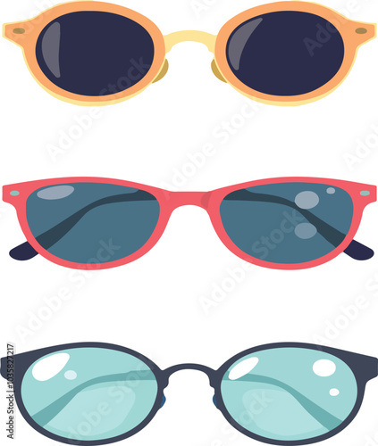 design 3 vectors of glasses with different colours and on a white background