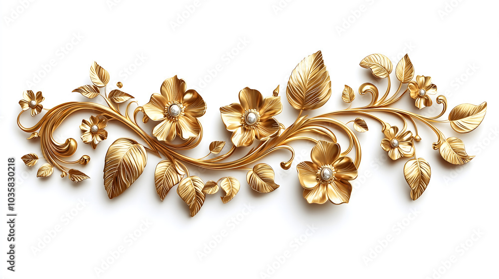 Golden decorative element isolated on white background Golden decorative element isolated on white background
