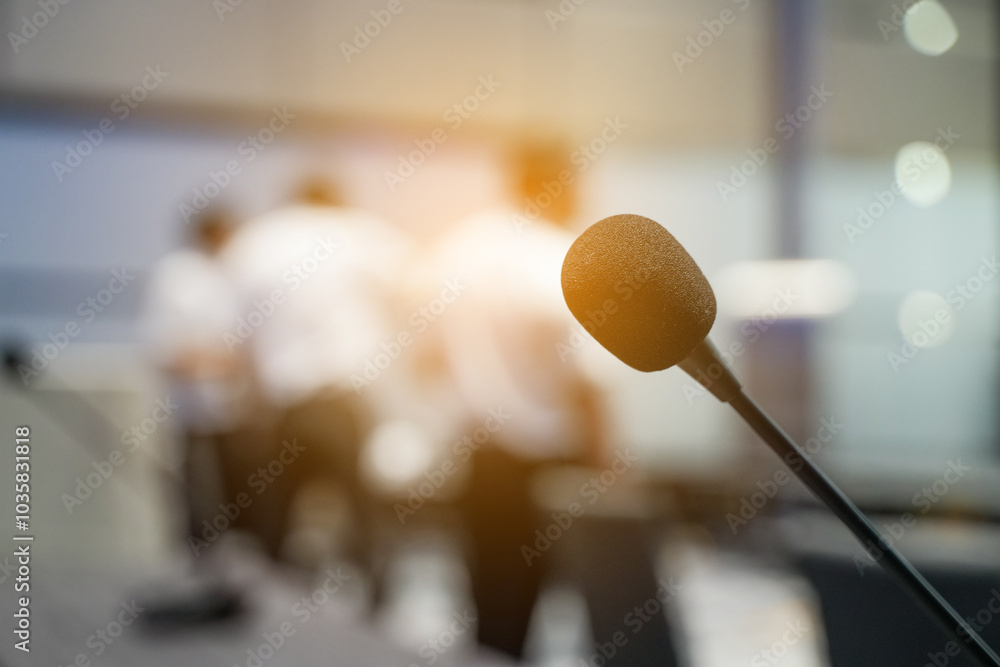 Conference Microphone on the table in meeting room. Conference Microphone on the table in meeting room.