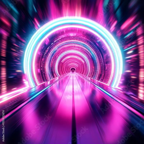 Temporal anomaly, city warp, digital effects, neon accents, futuristic