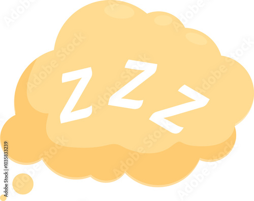 Cartoon thought bubble representing sleep with zzz letters inside