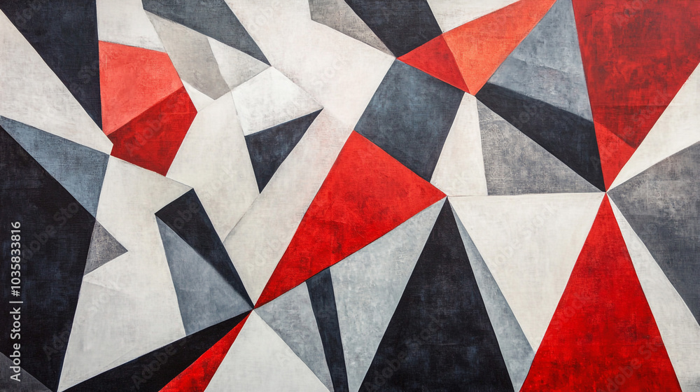 Abstract Geometric Pattern with Red Grey and White Triangles Abstract Geometric Pattern with Red Grey and White Triangles