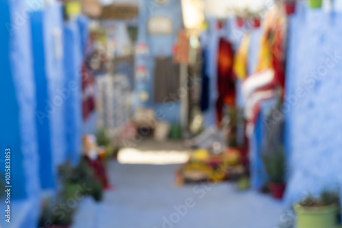 Abstract picture in Chefchaouen, Morocco. Soft focus, defocused.