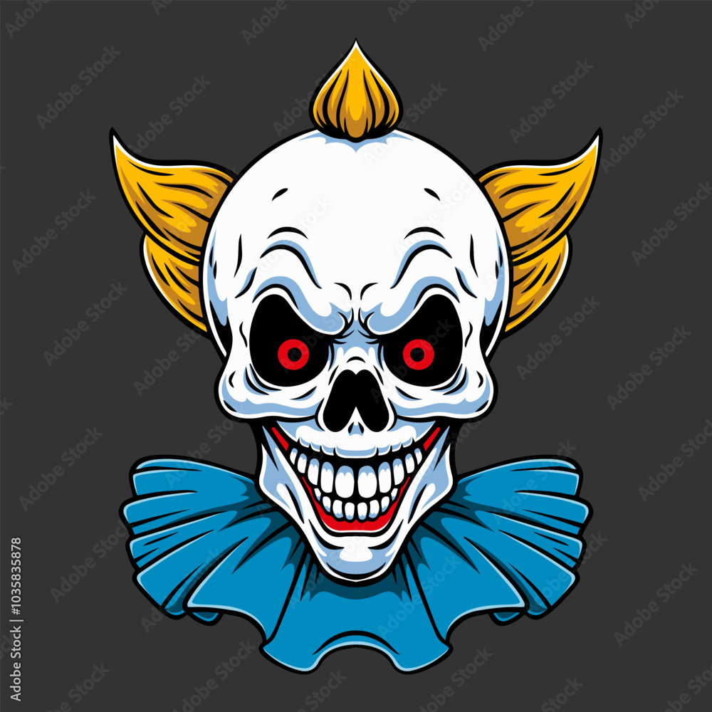 scary face of crazy clown ,vector illustration scary face of crazy clown ,vector illustration