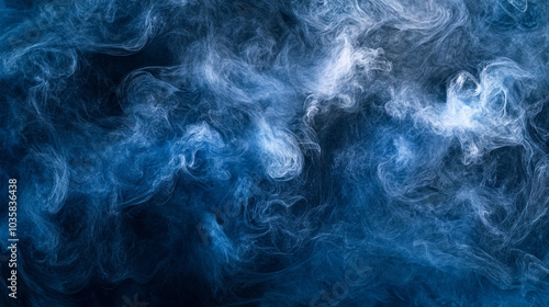 Abstract Blue Smoke Swirls Background Texture