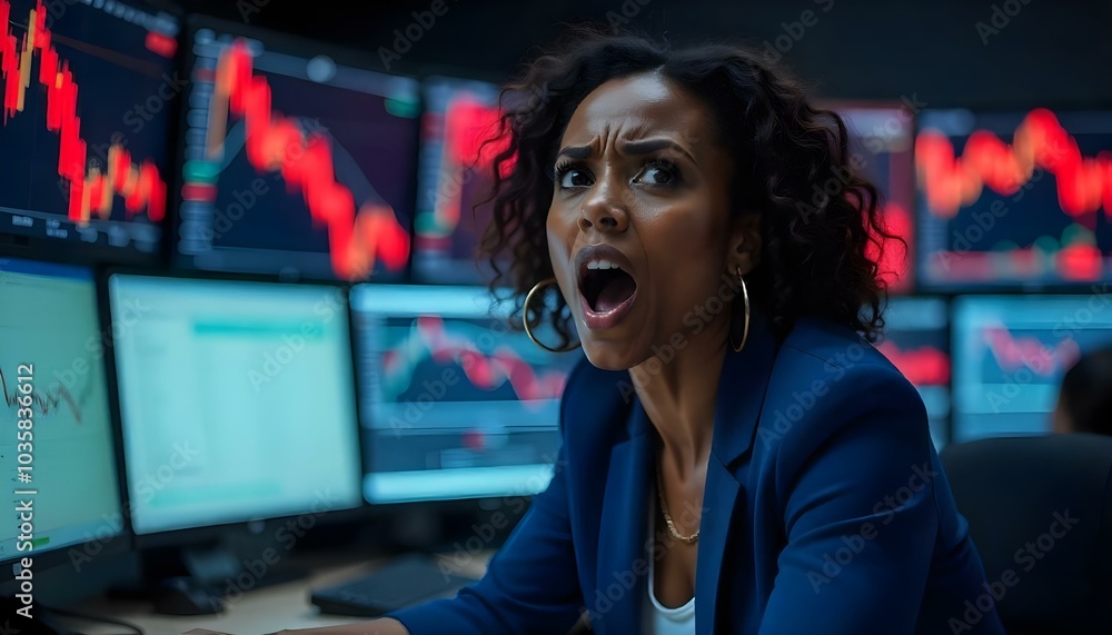 Obraz premium stock market crash causes a trader to react in panic