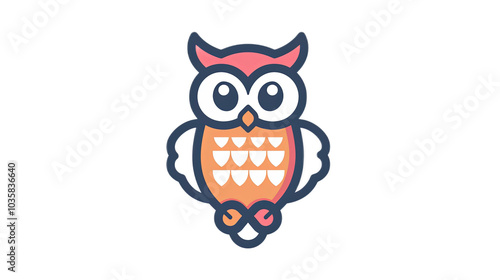 Colorful Cartoon Owl with Big Eyes and Vibrant Colors photo