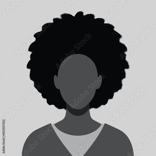 Minimalist silhouette of a person with afro hairstyle on gray background