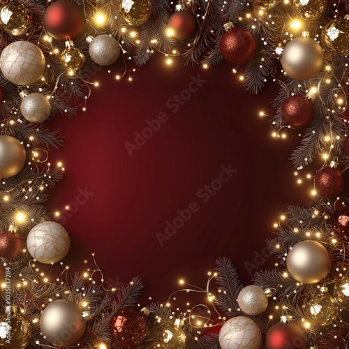 christmas background with golden balls