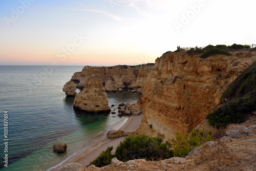 coast near praia da marinha algarve portugal