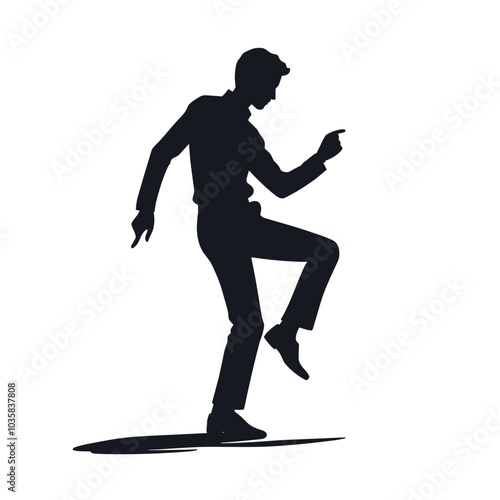 Silhouette of dancing man captures energetic movement and style