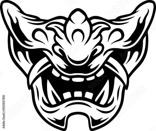 scary oni mask , vector illustration