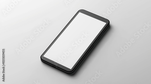 Large smartphone tablet with a blank screen mockup on a white background, top view. 