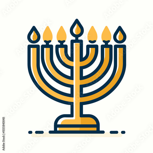 Colorful hanukkah menorah icon with lit candles  modern holiday design