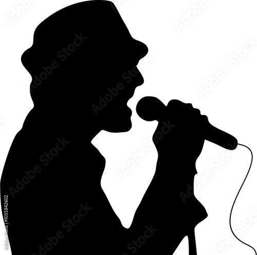 silhouette of vocalist vector