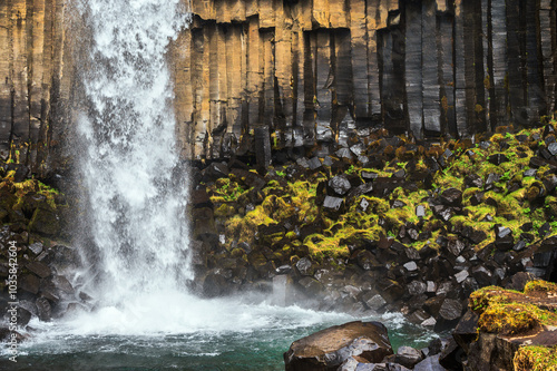 views of Skafatell National Park and Svartifoss waterfall, Iceland photo