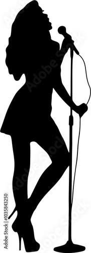 silhouette of a female singer pose