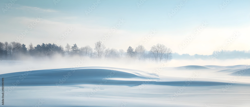 Serene Winter Landscape with Soft Snow Dunes Serene Winter Landscape with Soft Snow Dunes