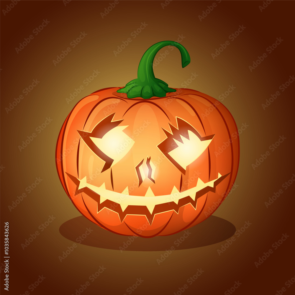 Vector Happy Halloween cartoon pumpkin character on a dark background. Halloween day card poster design Vector Happy Halloween cartoon pumpkin character on a dark background. Halloween day card poster design