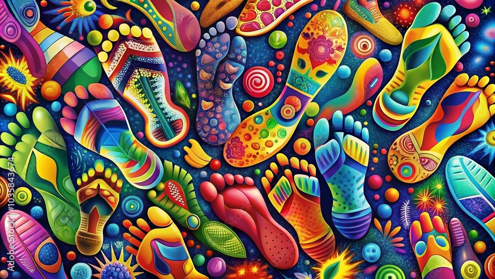 Surreal Footprint Icons: Unique Human Shoeprints and Barefoot Signs for Creative Designs Surreal Footprint Icons: Unique Human Shoeprints and Barefoot Signs for Creative Designs