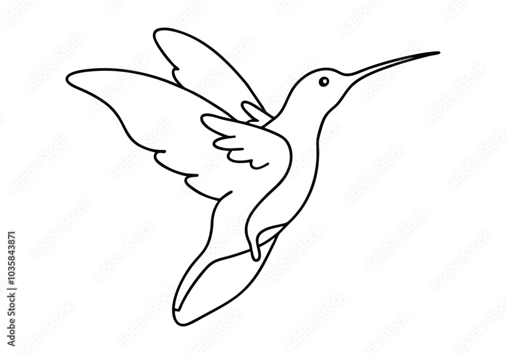 One Line Art of a Hummingbird in Flight – Minimalist Nature Vector One Line Art of a Hummingbird in Flight – Minimalist Nature Vector