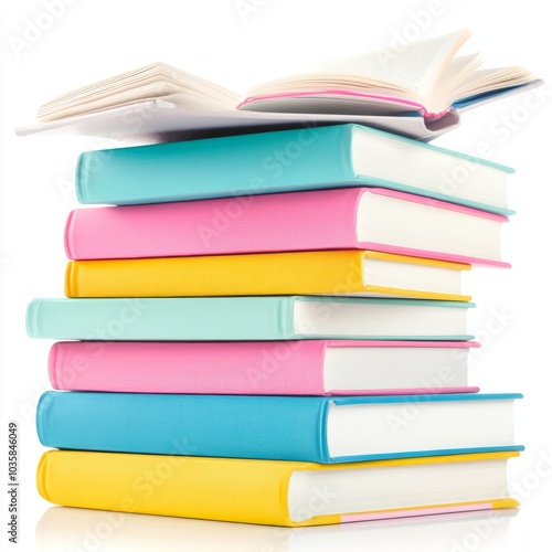 Wallpaper Mural A stack of colorful books with an open book on top. Torontodigital.ca