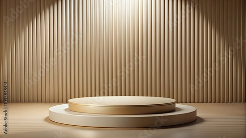 Luxurious beige background with pedestal podium and stage