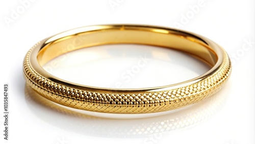 luxurious gold bangle on white background