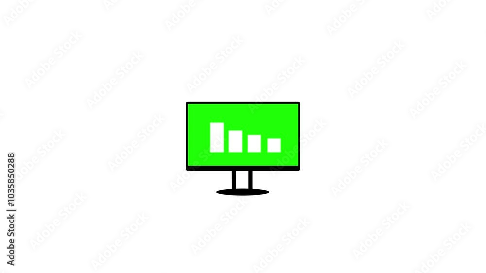 Monitor icon with stock market crash graph animation background. chat arrow down icon and monitor screen animation. Monitor icon with stock market crash graph animation background. chat arrow down icon and monitor screen animation.