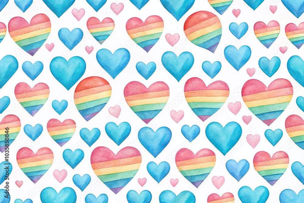 Trans Pride Seamless Pattern with Cute Hearts and Rainbow Elements for LGBT Art and Stickers Trans Pride Seamless Pattern with Cute Hearts and Rainbow Elements for LGBT Art and Stickers