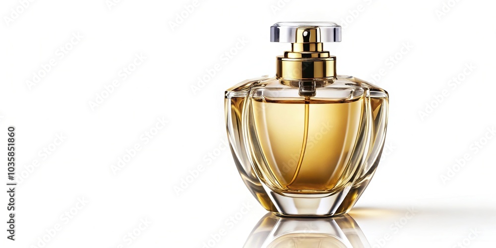Luxury perfume bottle isolated on a white background low angle view Luxury perfume bottle isolated on a white background low angle view