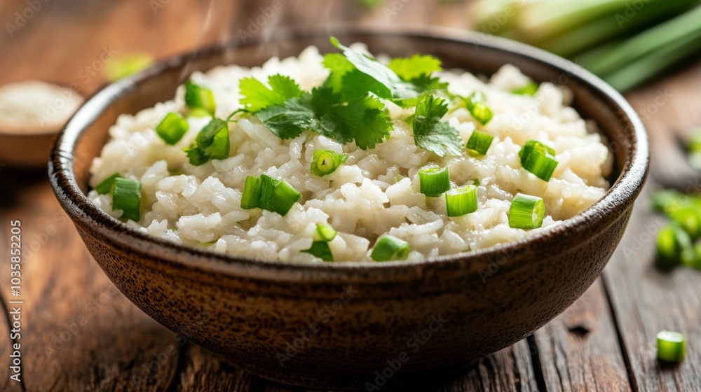 Creamy Rice Dish with Fresh Herbs and Green Onions Creamy Rice Dish with Fresh Herbs and Green Onions
