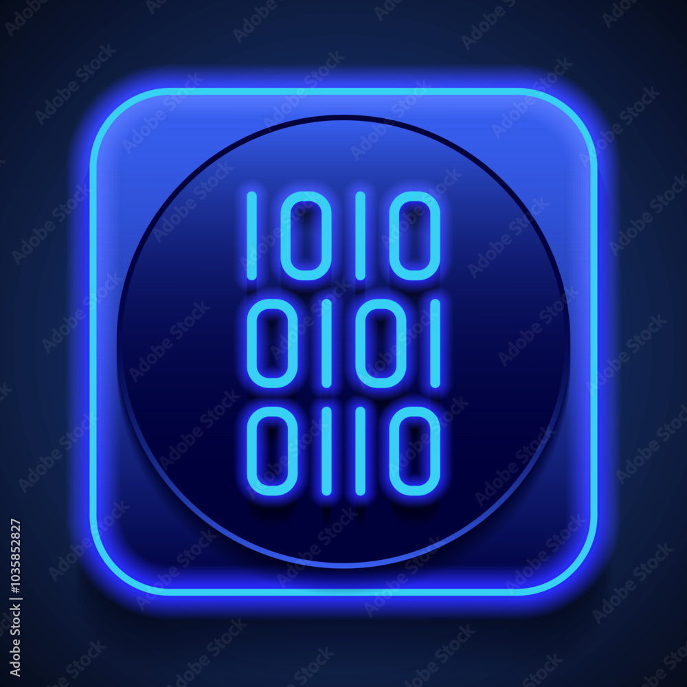 Coding simple icon vector. Flat design. Blue neon style on button. With shadow Coding simple icon vector. Flat design. Blue neon style on button. With shadow