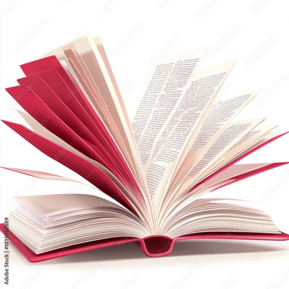 Fototapeta premium An open book with pages fanned out, showcasing text.