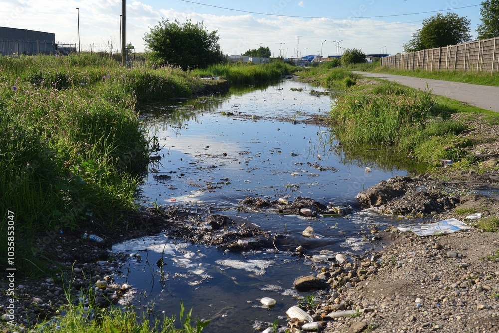 Water pollution in the environment created with Generative AI Water pollution in the environment created with Generative AI