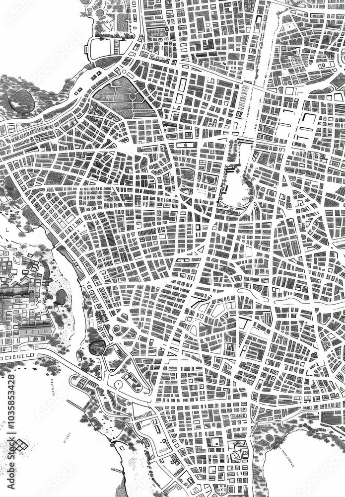 Obraz premium Black and white map of the city