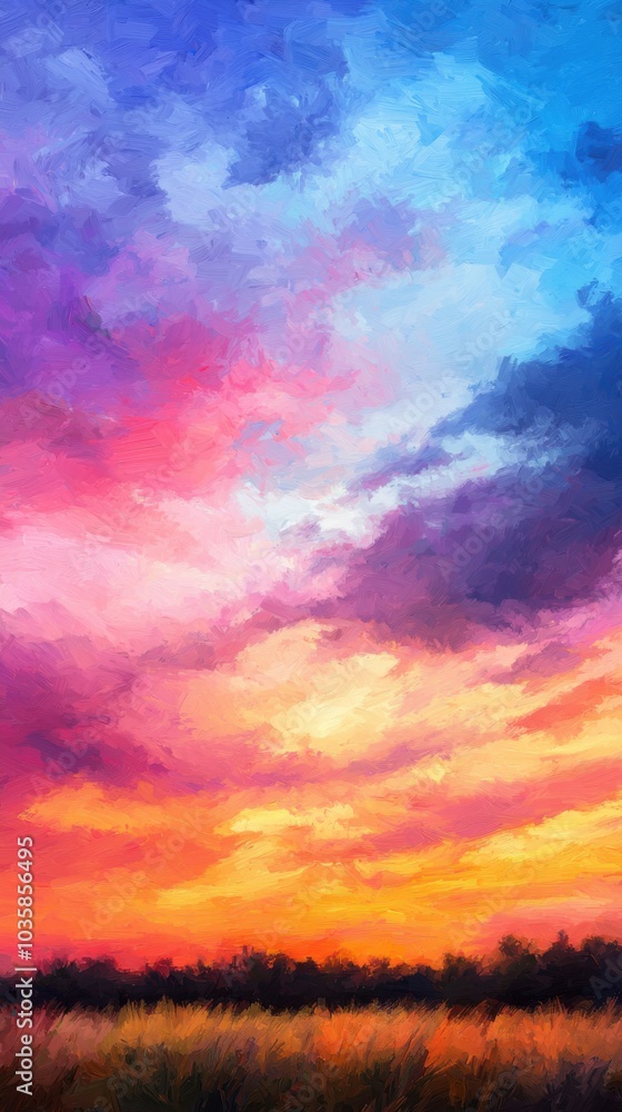 A vibrant sunset with swirling pink, purple, and blue hues lighting up the sky above a silhouetted landscape of tall grass. A vibrant sunset with swirling pink, purple, and blue hues lighting up the sky above a silhouetted landscape of tall grass.