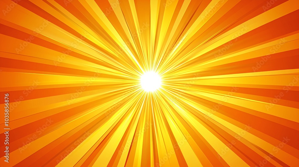 Abstract sunburst background with bright orange and yellow rays emanating from a white center. Abstract sunburst background with bright orange and yellow rays emanating from a white center.